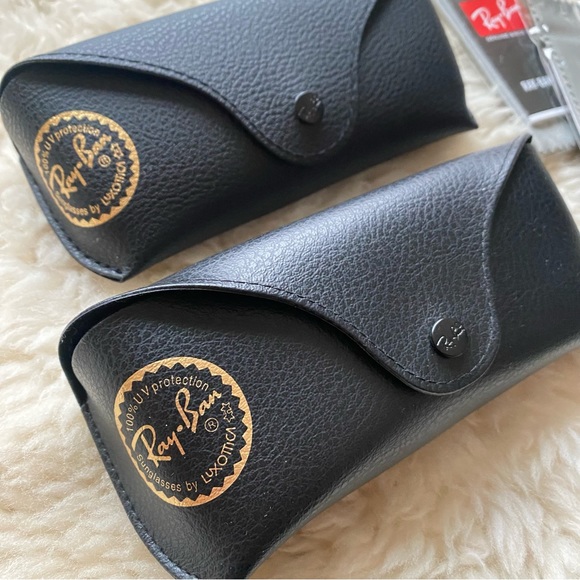 TWO AUTHENTIC RAY-BAN CASES BLACK NWT COMES WITH DUST CLOTH - Picture 2 of 2